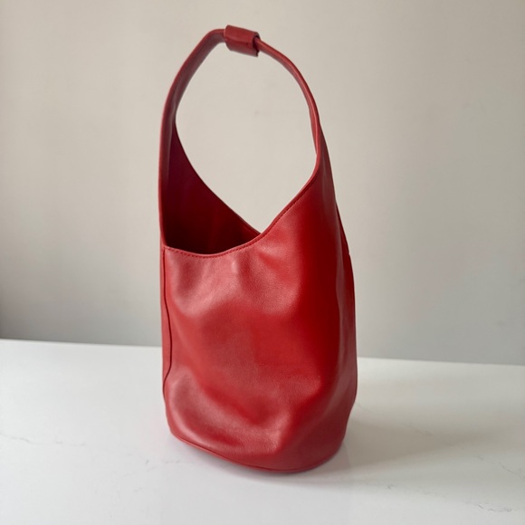 Reformation Small Leather Silvana Bucket Bag - Lipstick Red - Picture 7 of 16